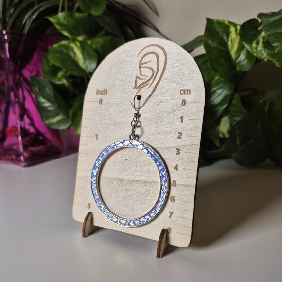 Upcycled Holographic Hoop Earrings - Picture 1 of 1